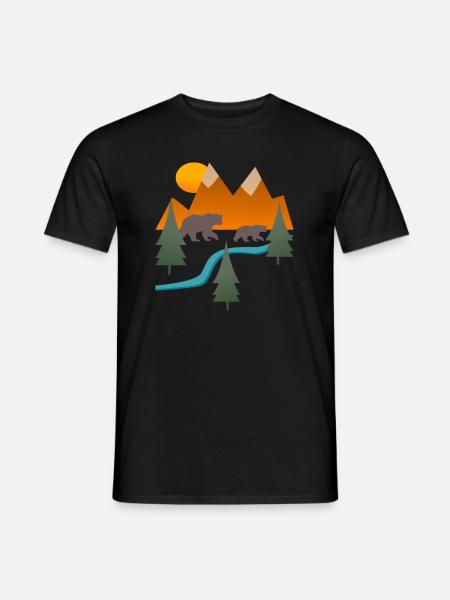 Mountains Hiking Bears River Landscape - Men's T-Shirt - black
