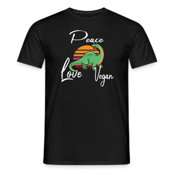 Peace Love Vegan Brontosaurus - Men's T-Shirt - black - Front - AI Model Male 178 light (178cm)