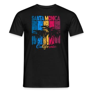 Vintage Santa Monica California Palmen - Männer T-Shirt - Schwarz - Vorne - AI Model Male 178 light (178cm)