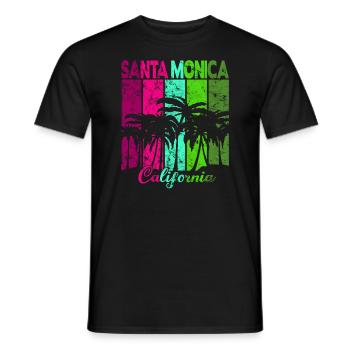 Vintage Santa Monica California Palmen - Männer T-Shirt - Schwarz - Vorne - AI Model Male 178 light (178cm)
