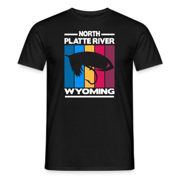North Platte River Wyoming Pêche à la mouche - T-shirt homme - noir - Devant - AI Model Male 178 light (178cm)