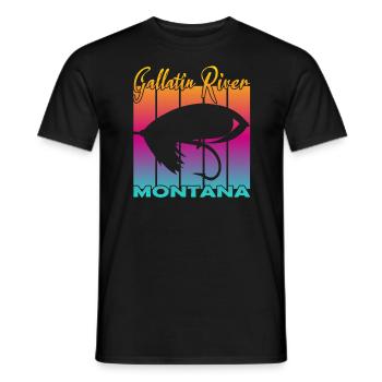 Gallatin River Montana Pêche à la mouche - T-shirt homme - noir - Devant - AI Model Male 178 light (178cm)