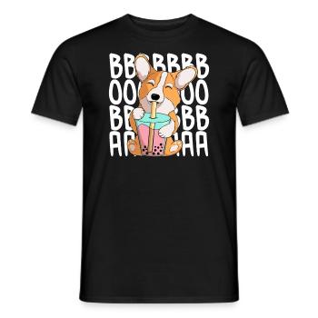 süßer kawaii corgi trinkt boba tee - Männer T-Shirt - Schwarz - Vorne - AI Model Male 178 light (178cm)
