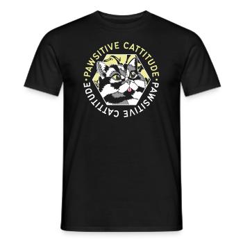CATTITUDE DE CHAT PAWSITIVE - T-shirt homme - noir - Devant - AI Model Male 178 light (178cm)