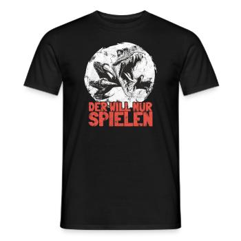 Dinosaurier T-Rex Der Will Nur Spielen - Männer T-Shirt - Schwarz - Vorne - AI Model Male 178 light (178cm)