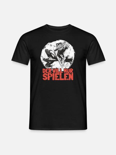 Dinosaurier T-Rex Der Will Nur Spielen - Männer T-Shirt - Schwarz