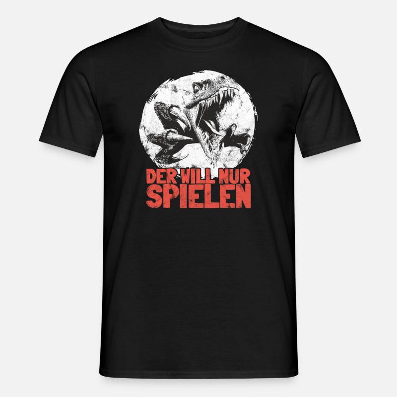 Dinosaurier T-Rex Der Will Nur Spielen - Männer T-Shirt - Schwarz