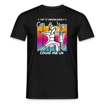 If It Involves Cats & Yoga count me in - Men's T-Shirt - black - Front - AI Model Male 178 light (178cm)