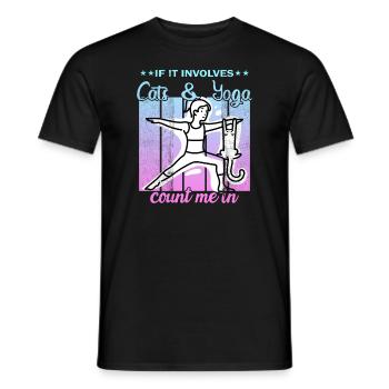 If It Involves Cats & Yoga count me in - Men's T-Shirt - black - Front - AI Model Male 178 light (178cm)