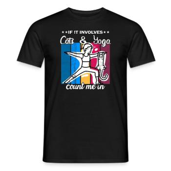 If It Involves Cats & Yoga count me in - Men's T-Shirt - black - Front - AI Model Male 178 light (178cm)