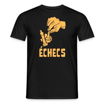 échecs main prendre une pièce tactique stratégie - T-shirt homme - noir - Devant - AI Model Male 178 light (178cm)