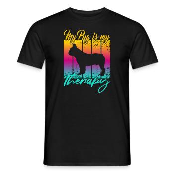 My Pug is my therapy - Men's T-Shirt - black - Front - AI Model Male 178 light (178cm)