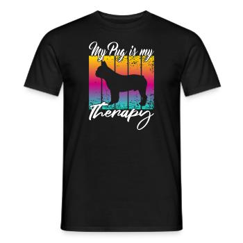 My Pug is my therapy - Men's T-Shirt - black - Front - AI Model Male 178 light (178cm)