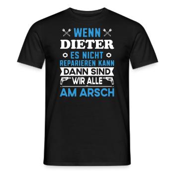Name Dieter reparieren Arbeit Büro lustig Fun - Männer T-Shirt - Schwarz - Vorne - AI Model Male 178 light (178cm)