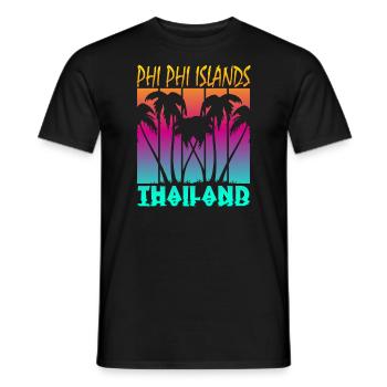 Vintage Phi Phi Islands Thaïlande - T-shirt homme - noir - Devant - AI Model Male 178 light (178cm)