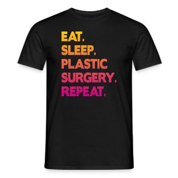 eat sleep plastic surgery repeat - Men's T-Shirt - black - Front - AI Model Male 178 light (178cm)
