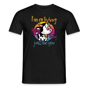 Vache végétalienne végétalienne - T-shirt homme - noir - Devant - AI Model Male 178 light (178cm)