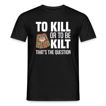 Costume de kilt écossais Saying - Jupe écossaise - T-shirt homme - noir - Devant - AI Model Male 178 light (178cm)