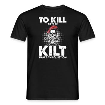 Costume de kilt écossais Saying - Jupe écossaise - T-shirt homme - noir - Devant - AI Model Male 178 light (178cm)