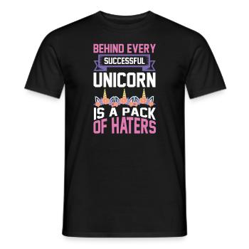 Behind every successful unicorn are haters - Men's T-Shirt - black - Front - AI Model Male 178 light (178cm)