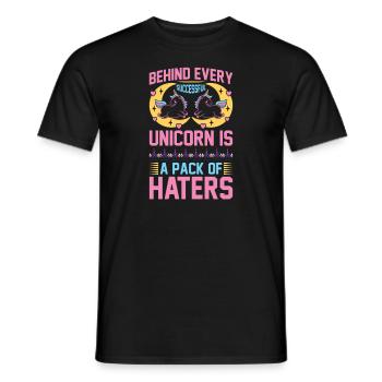 Behind every successful unicorn are haters - Men's T-Shirt - black - Front - AI Model Male 178 light (178cm)