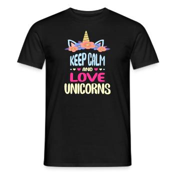 Keep calm and unicorns love unicorn - Men's T-Shirt - black - Front - AI Model Male 178 light (178cm)