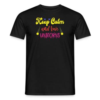 Stay calm and unicorns love unicorn - Men's T-Shirt - black - Front - AI Model Male 178 light (178cm)
