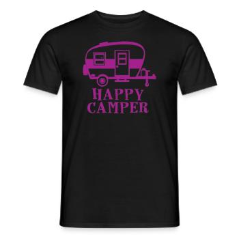 Happy Camper Nature Outdoor Mountains - Men's T-Shirt - black - Front - AI Model Male 178 light (178cm)