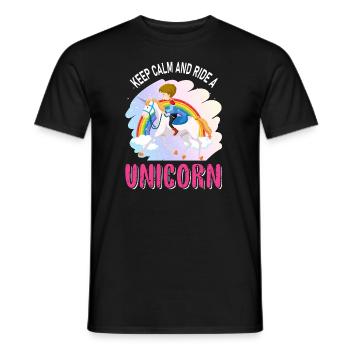 Restez calme et montez une licorne licorne - T-shirt homme - noir - Devant - AI Model Male 178 light (178cm)
