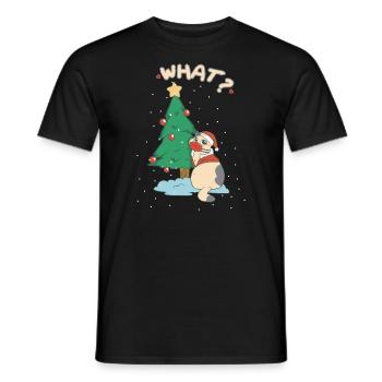 Weihnachts Katze süß unter dem Weihnachtsbaum - Männer T-Shirt - Schwarz - Vorne - AI Model Male 178 light (178cm)