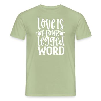 Liebe ist ein vierbeiniges Wort - Männer T-Shirt - Sage - Vorne - AI Model Male 178 light (178cm)