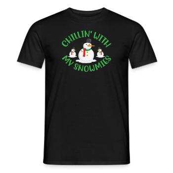 Chillin' mit meinen Snowmies Norweger Muster - Männer T-Shirt - Schwarz - Vorne - AI Model Male 178 light (178cm)