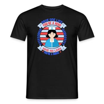 KRANKENSCHWESTER Hero Nurse - Men's T-Shirt - black - Front - AI Model Male 178 light (178cm)