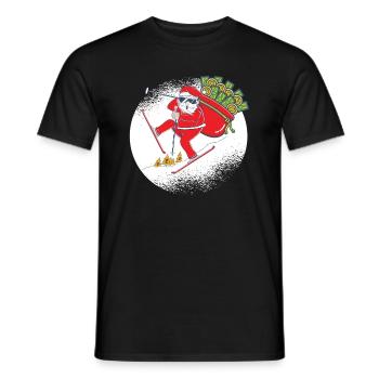 Geld gieriger Weihnachtsgans mit viel Geld im Sack - Männer T-Shirt - Schwarz - Vorne - AI Model Male 178 light (178cm)