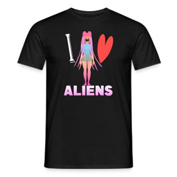 I love aliens - Men's T-Shirt - black - Front - AI Model Male 178 light (178cm)