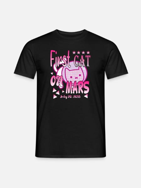 First Cat on Mars - Men's T-Shirt - black