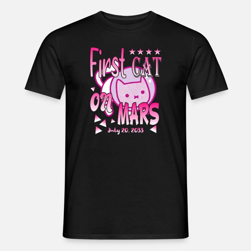 First Cat on Mars - Männer T-Shirt - Schwarz