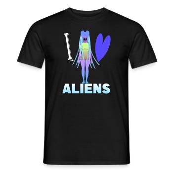 I love aliens - Men's T-Shirt - black - Front - AI Model Male 178 light (178cm)