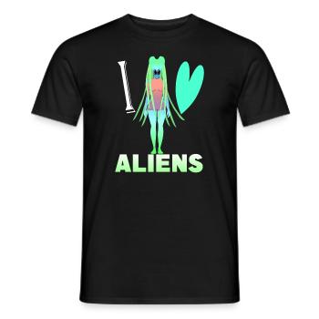 I love aliens - Men's T-Shirt - black - Front - AI Model Male 178 light (178cm)