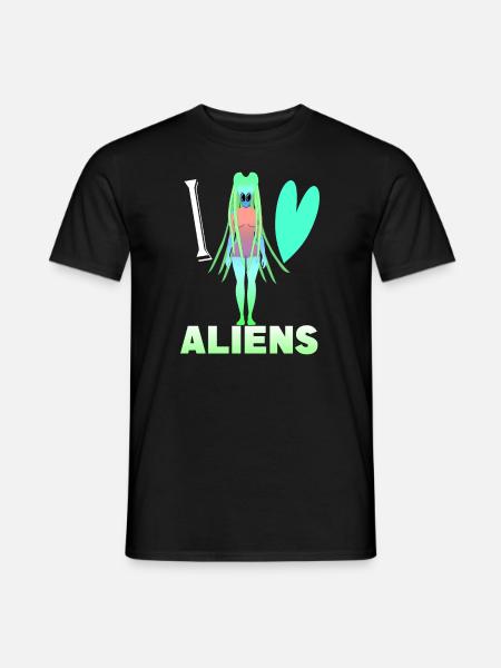 I love aliens - Men's T-Shirt - black