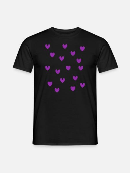 Cœurs violets - T-shirt homme - noir