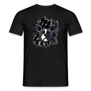 Frenchie Black/White French Bulldog - Men's T-Shirt - black - Front - AI Model Male 178 light (178cm)