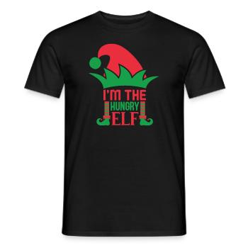 Funny I'm the hungry Elf Christmas Design - Men's T-Shirt - black - Front - AI Model Male 178 light (178cm)