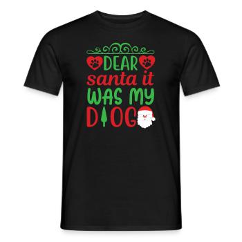 Dear Santa Claus, it was my dog - Men's T-Shirt - black - Front - AI Model Male 178 light (178cm)