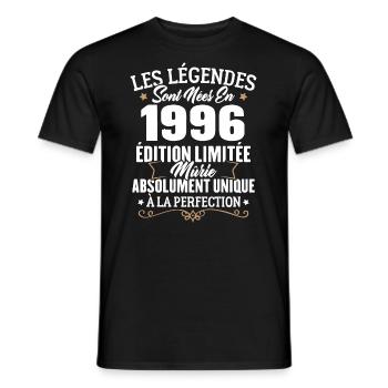 Cadeau d'anniversaire légendes sont nées en 1996 - T-shirt homme - noir - Devant - AI Model Male 178 light (178cm)