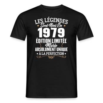 Cadeau d'anniversaire légendes sont nées en 1979 - T-shirt homme - noir - Devant - AI Model Male 178 light (178cm)
