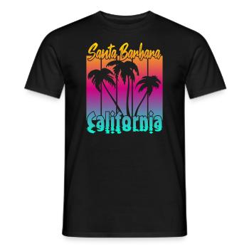 Vintage Santa Barbara Coucher de soleil - T-shirt homme - noir - Devant - AI Model Male 178 light (178cm)