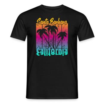 Vintage Santa Barbara Coucher de soleil - T-shirt homme - noir - Devant - AI Model Male 178 light (178cm)