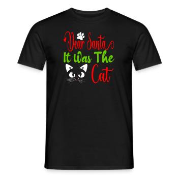 Cher Père Noël c’était le chat - T-shirt homme - noir - Devant - AI Model Male 178 light (178cm)