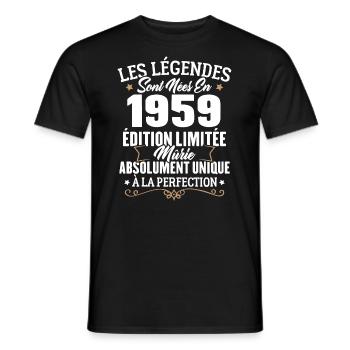 Cadeau d'anniversaire légendes sont nées en 1959 - T-shirt homme - noir - Devant - AI Model Male 178 light (178cm)